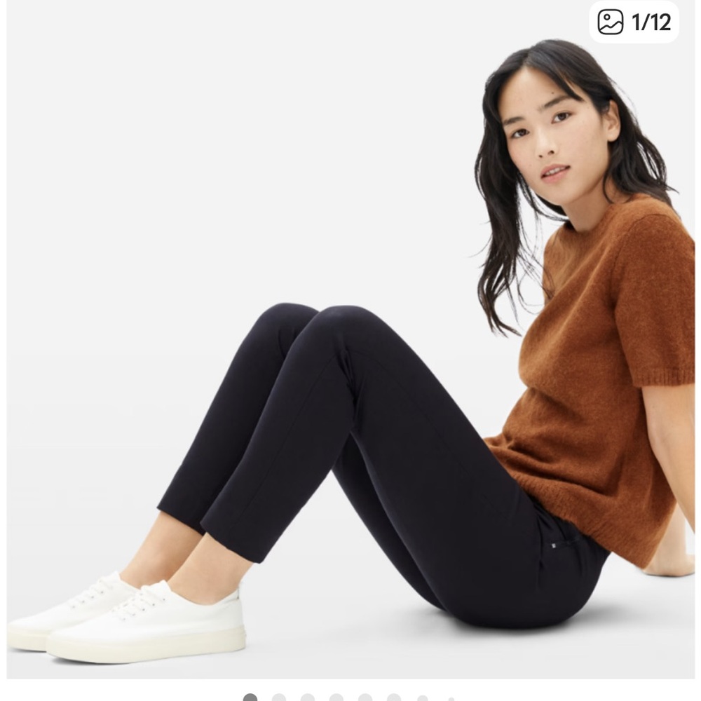 Everlane Black Side Zip Stretch Cotton Pant